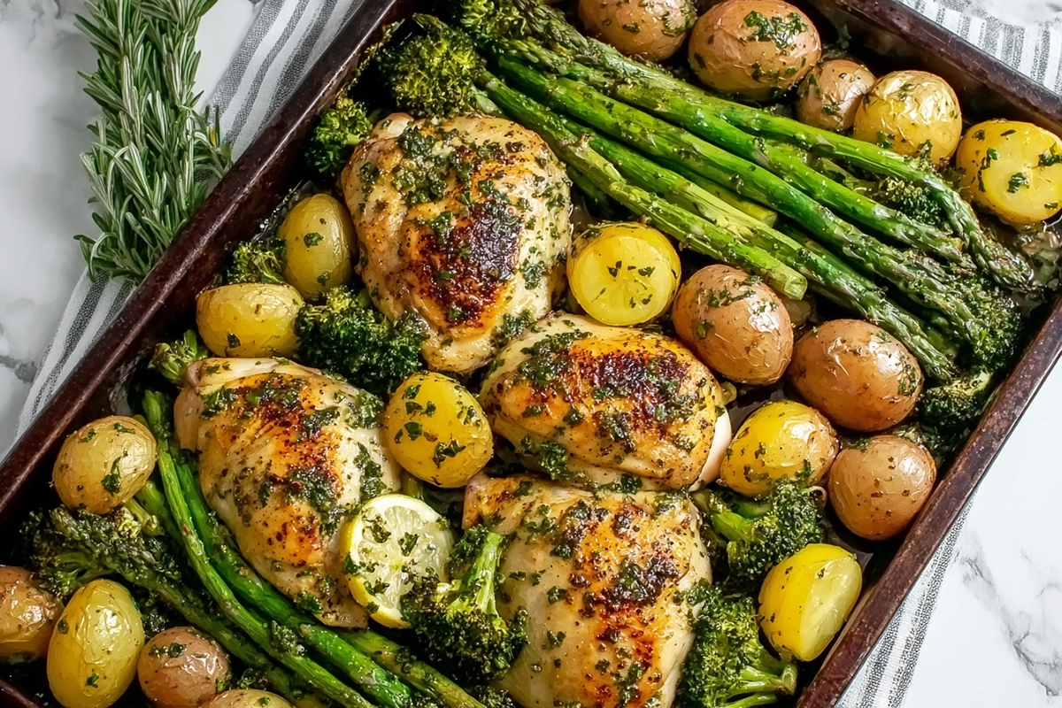 Minute Sheet Pan Garlic Butter Chicken Dinner Recipe